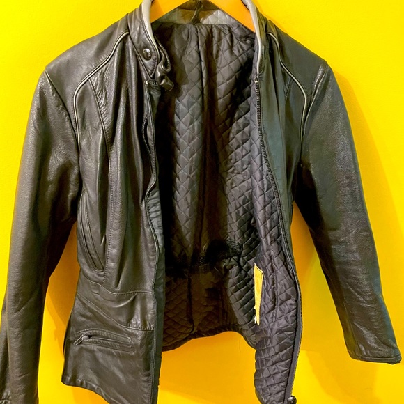Black genuine leather jacket - Picture 1 of 3